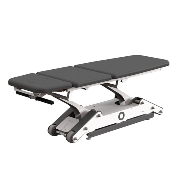 Table électrique haut de gamme Naggura N'GO3 : trois corps, réglage en hauteur avec contrôle périmétrique, structure très stable et design élégant